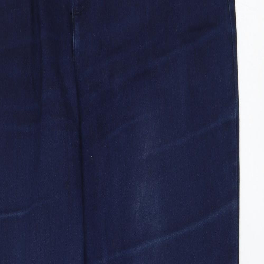 Marks and Spencer Womens Blue  Cotton Straight Jeans Size 12 L30 in Regular Zip