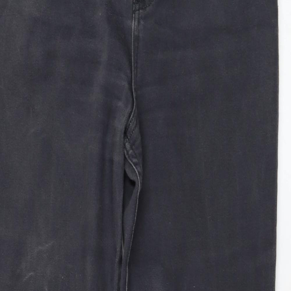Marks and Spencer Womens Grey  Cotton Straight Jeans Size 12 L30 in Regular Zip