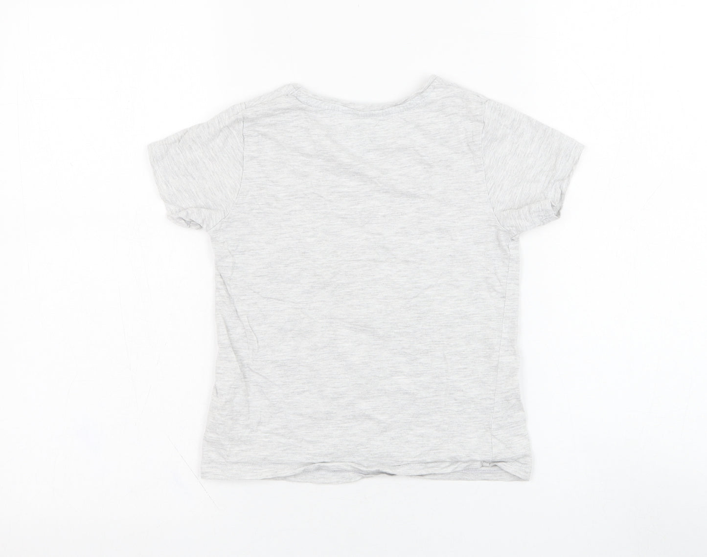 Primark Girls Grey  Camel Basic T-Shirt Size 6-7 Years Round Neck Pullover - Unicorn
