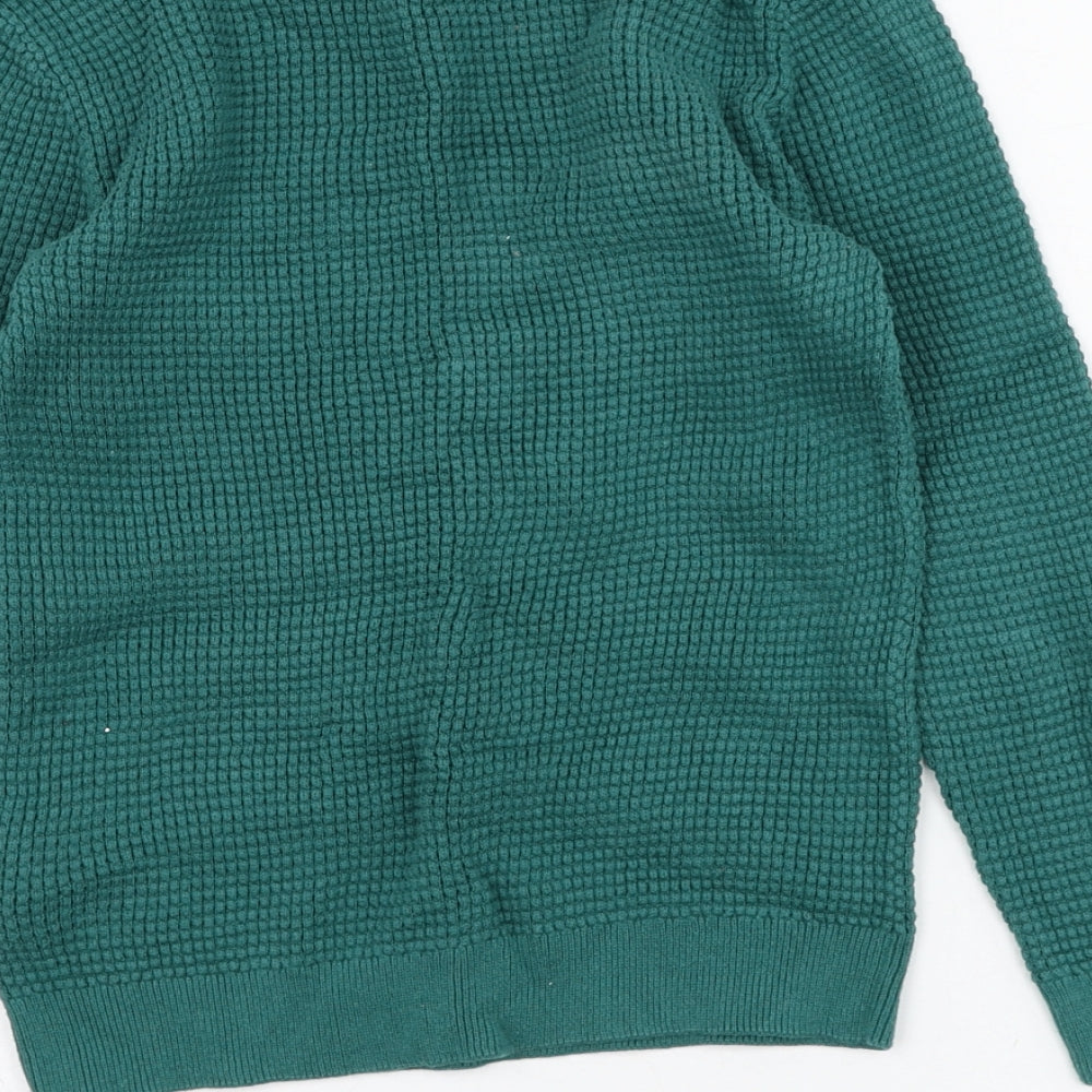 H&M Boys Green Round Neck  Cotton Pullover Jumper Size 6-7 Years  Pullover