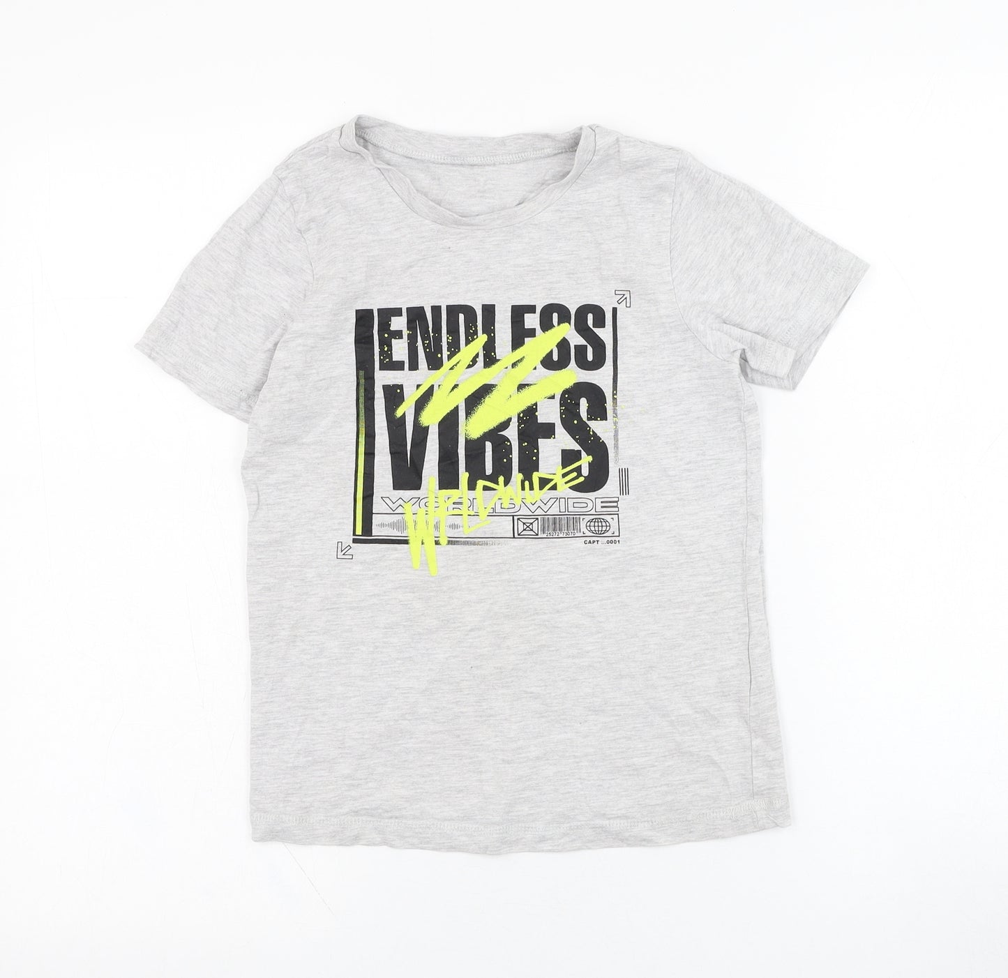 George Boys Grey  Cotton Basic T-Shirt Size 8-9 Years Round Neck Pullover - Endless Vibes