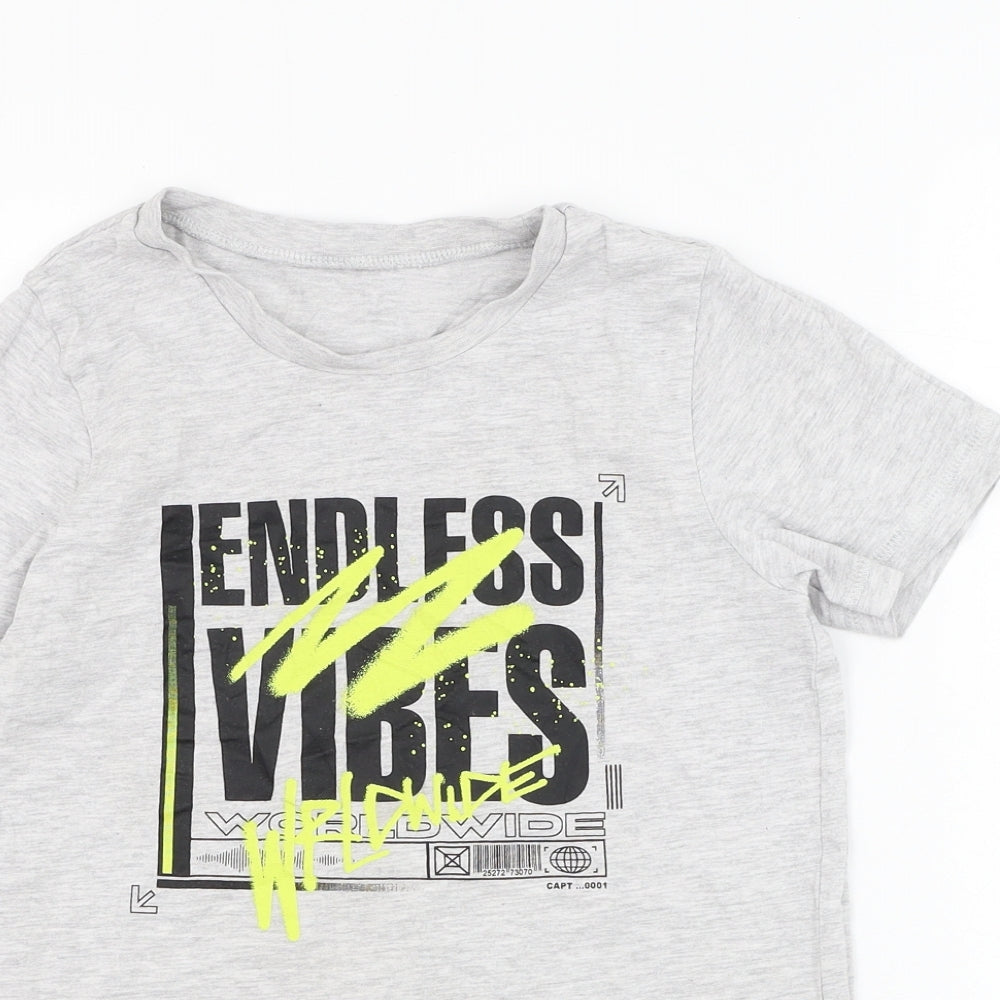 George Boys Grey  Cotton Basic T-Shirt Size 8-9 Years Round Neck Pullover - Endless Vibes