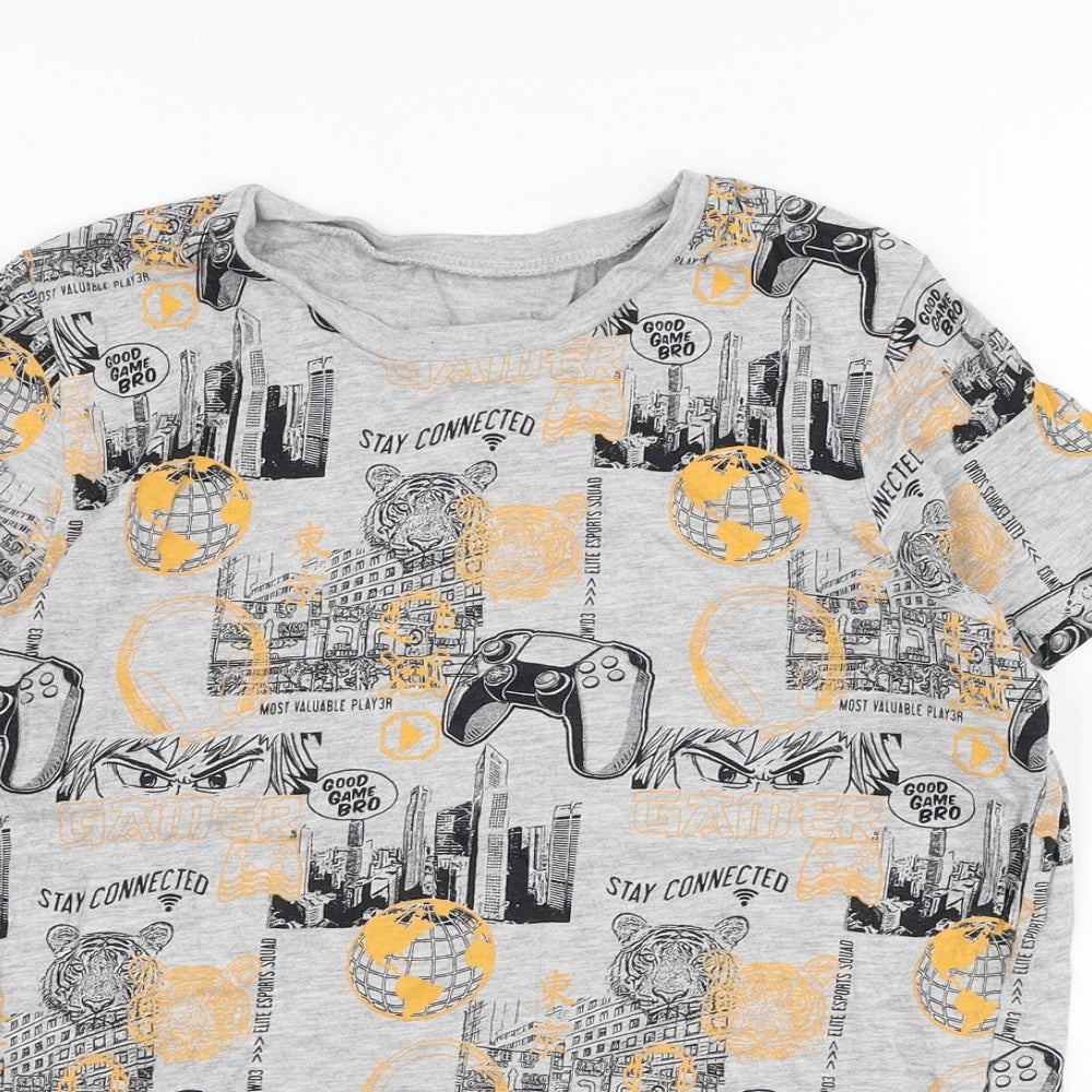 George Boys Grey  Cotton Basic T-Shirt Size 10-11 Years Round Neck Pullover - Gaming