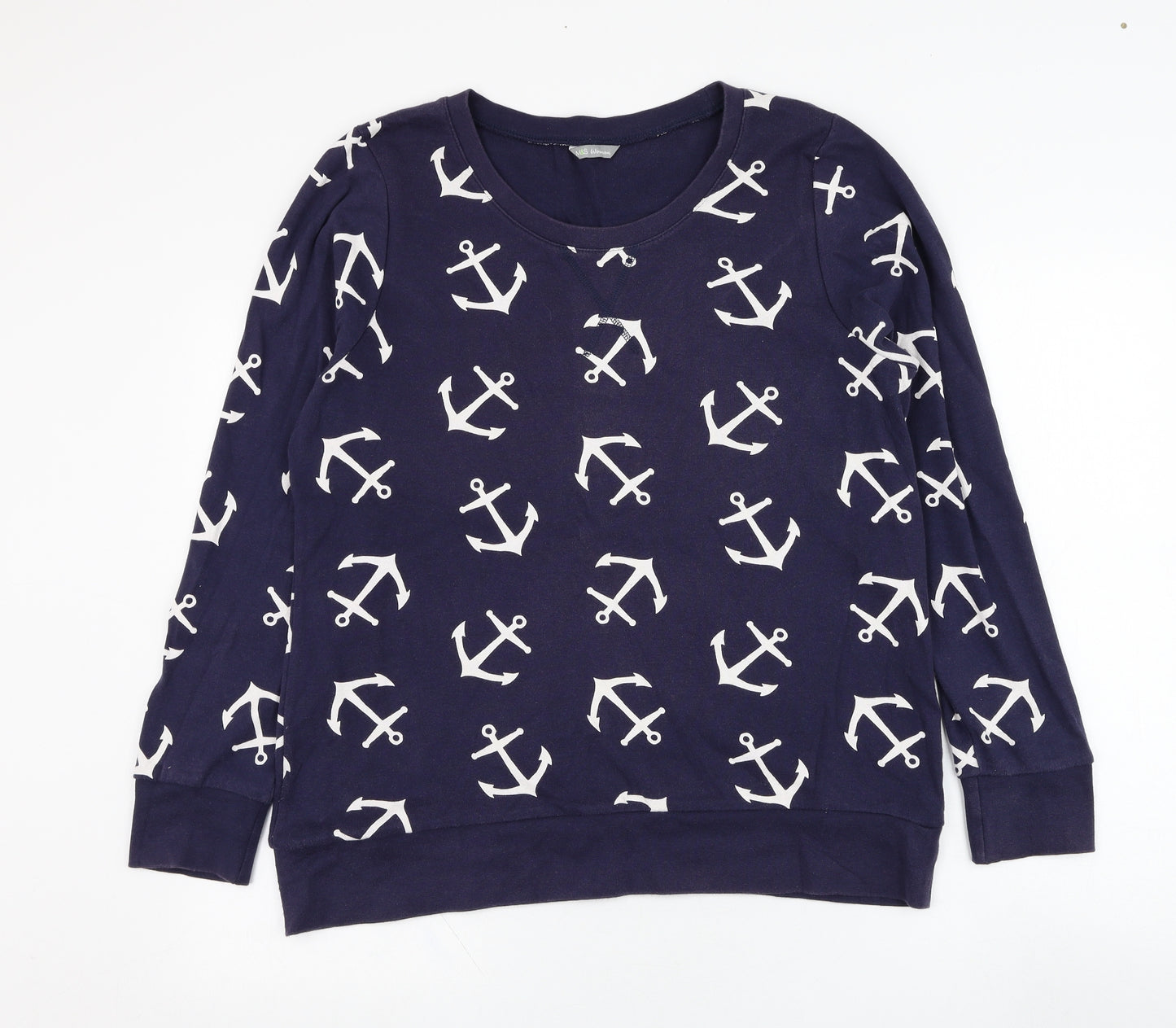 Marks and Spencer Womens Blue  Cotton Pullover Sweatshirt Size 16  Pullover - Anchor