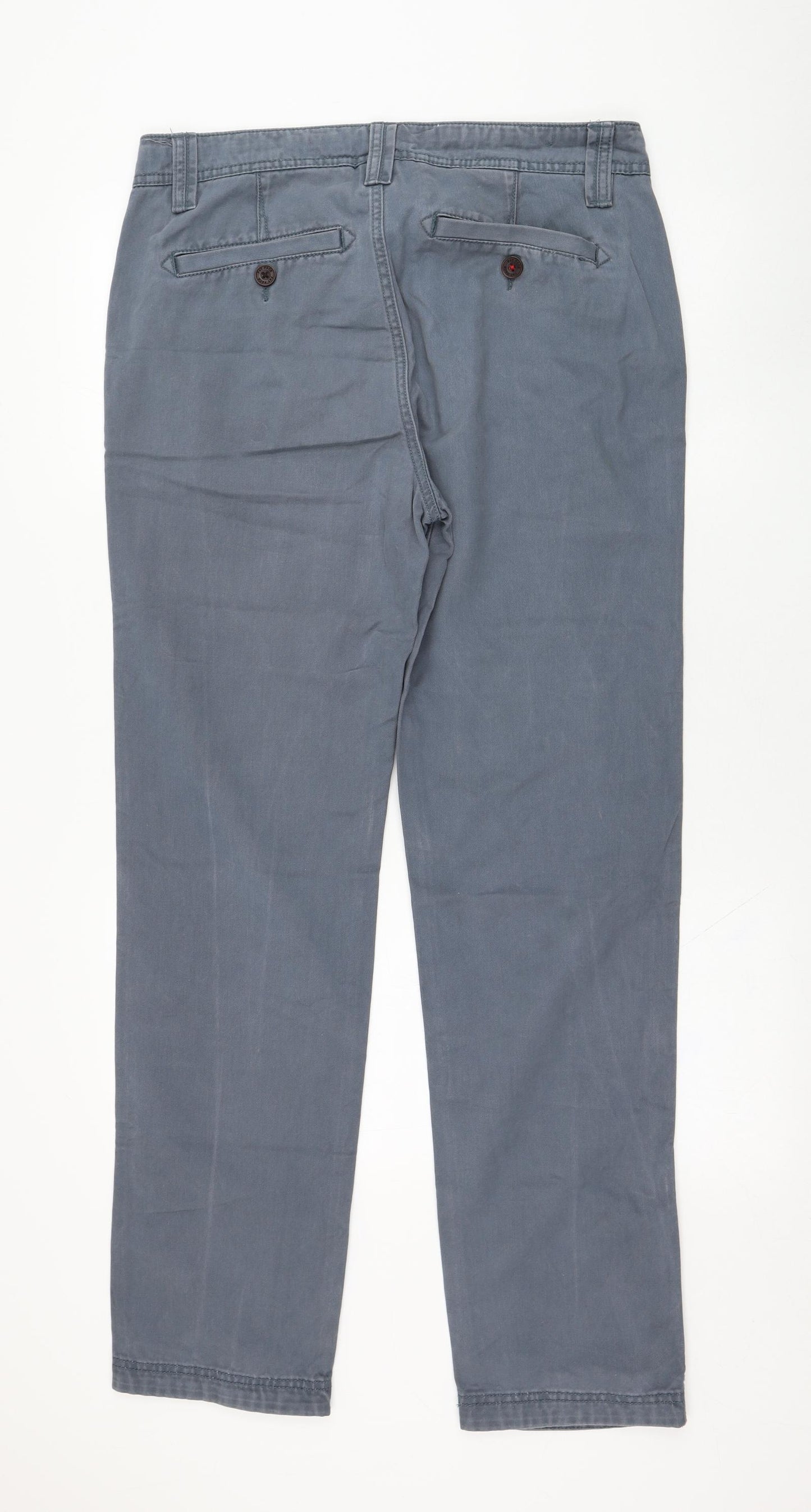 Fat Face Mens Blue  Cotton Chino Trousers Size 32 in L31 in Regular Zip