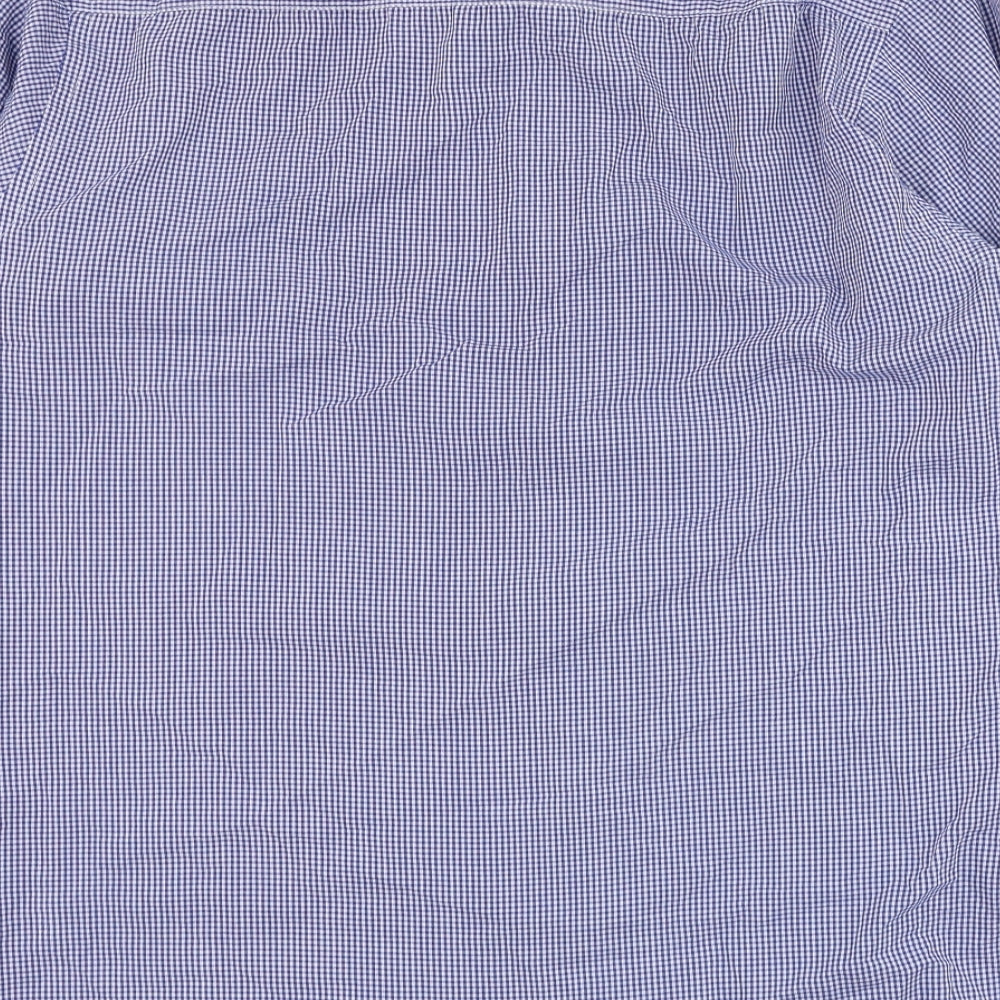 Cedar Wood State Mens Blue Check Polyester  Dress Shirt Size 15.5 Collared Button