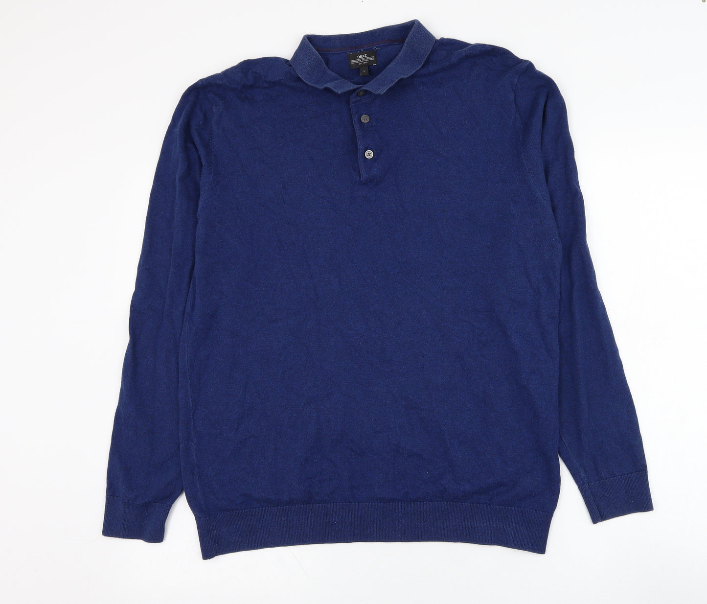 NEXT Mens Blue  Cotton  Polo Size L Collared Pullover