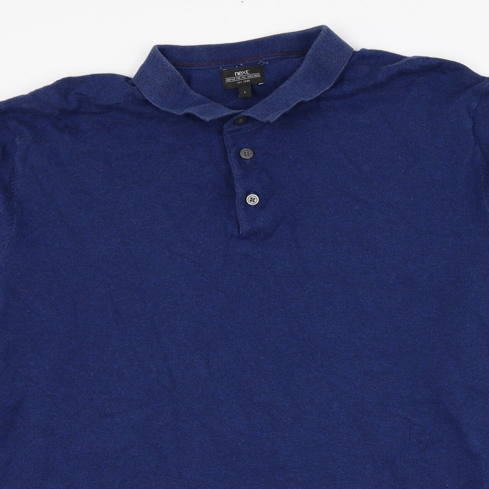 NEXT Mens Blue  Cotton  Polo Size L Collared Pullover