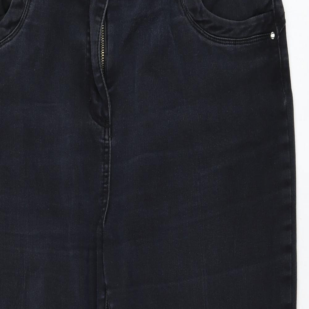 M&Co Womens Black  Cotton Cropped Jeans Size 18 L23 in Regular Zip
