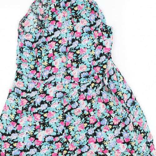 Pins & Needles Womens Black Floral Polyester Playsuit One-Piece Size S L3 in Button
