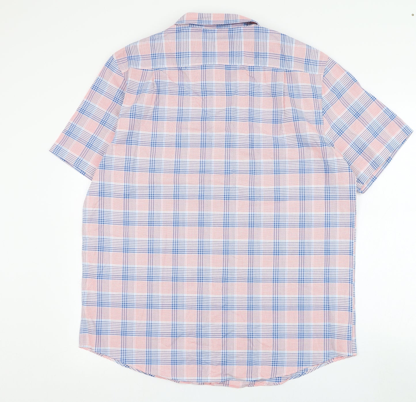 Dunnes Stores Mens Pink Check Cotton  Button-Up Size XL Collared Button