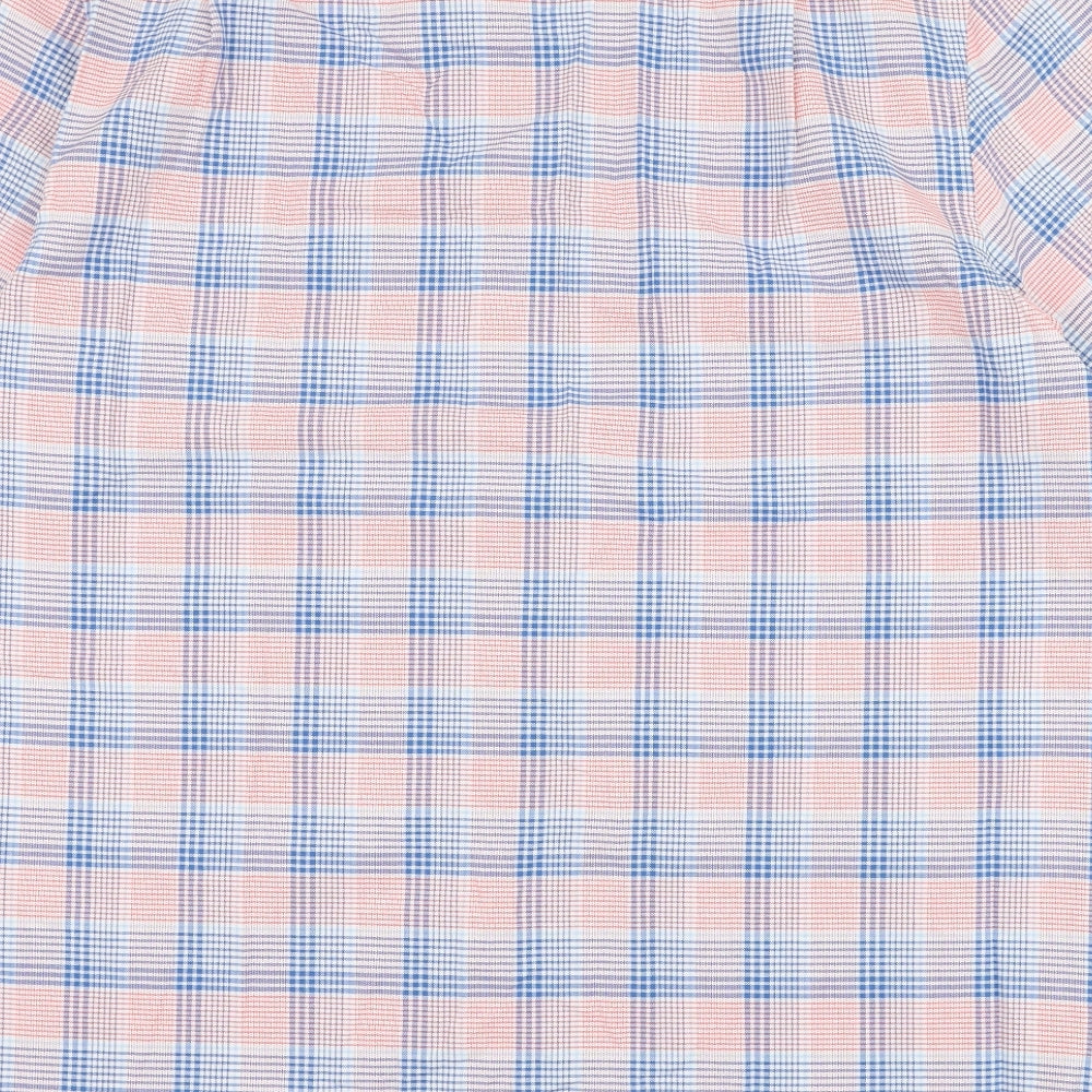 Dunnes Stores Mens Pink Check Cotton  Button-Up Size XL Collared Button