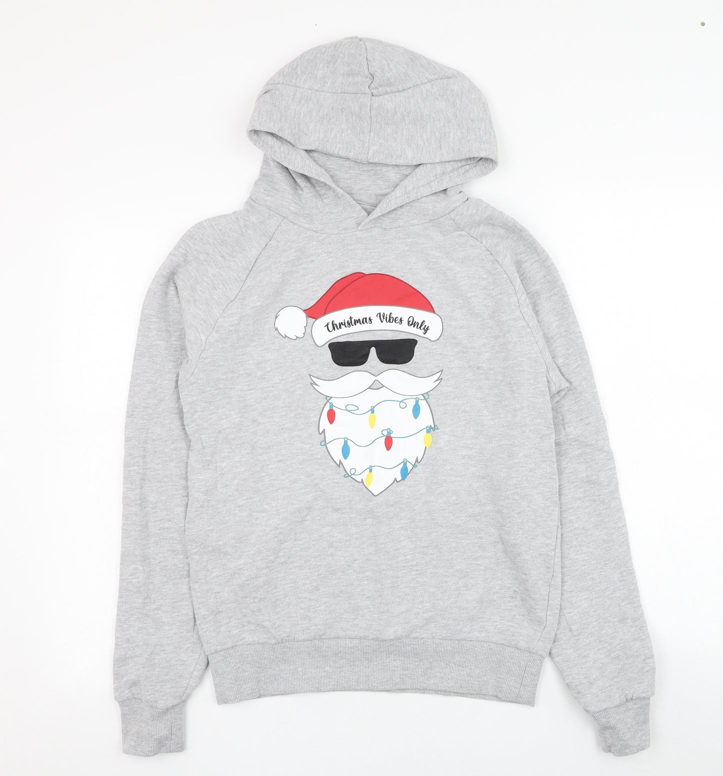 Dunnes Stores Mens Grey  Cotton Pullover Hoodie Size XS   - Christmas