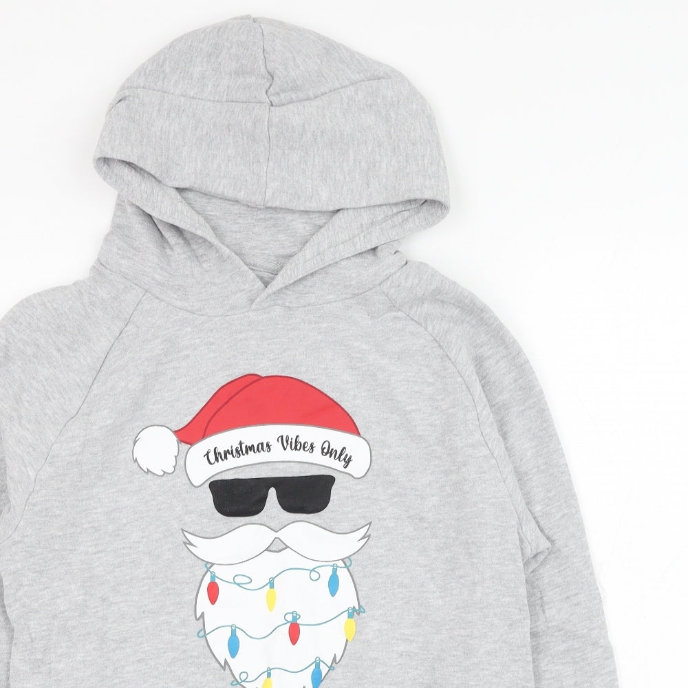 Dunnes Stores Mens Grey  Cotton Pullover Hoodie Size XS   - Christmas