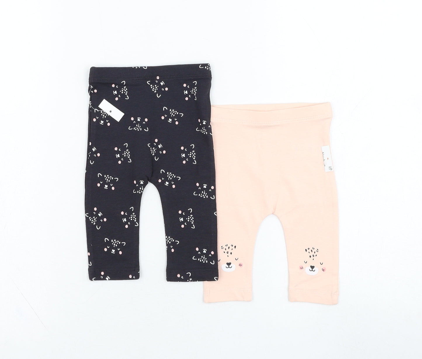Matalan Girls Grey  Cotton Jogger Leggings Size 0-3 Months  Pullover - Leopard