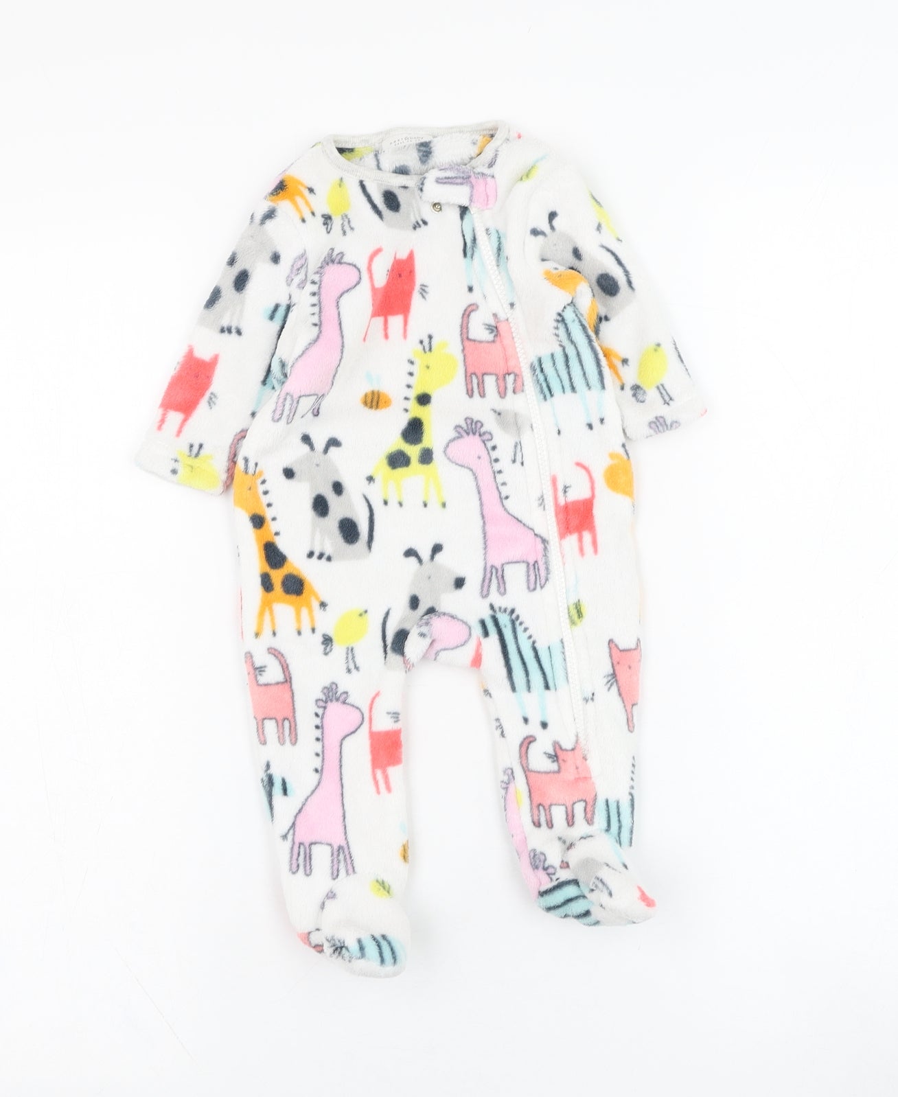 NEXT Baby White Solid Polyester Kimono One Piece Size 0-3 Months  Zip - Animal