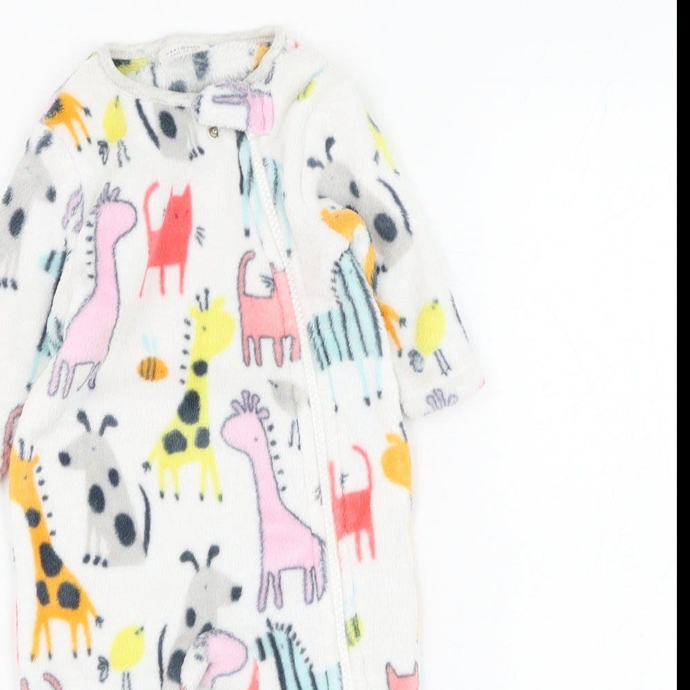 NEXT Baby White Solid Polyester Kimono One Piece Size 0-3 Months  Zip - Animal