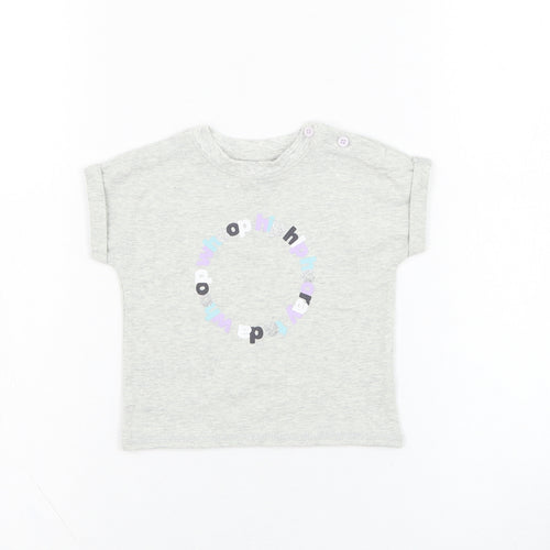 Mint Velvet Girls Grey  Cotton Basic T-Shirt Size 0-3 Months Round Neck Pullover - Hooray