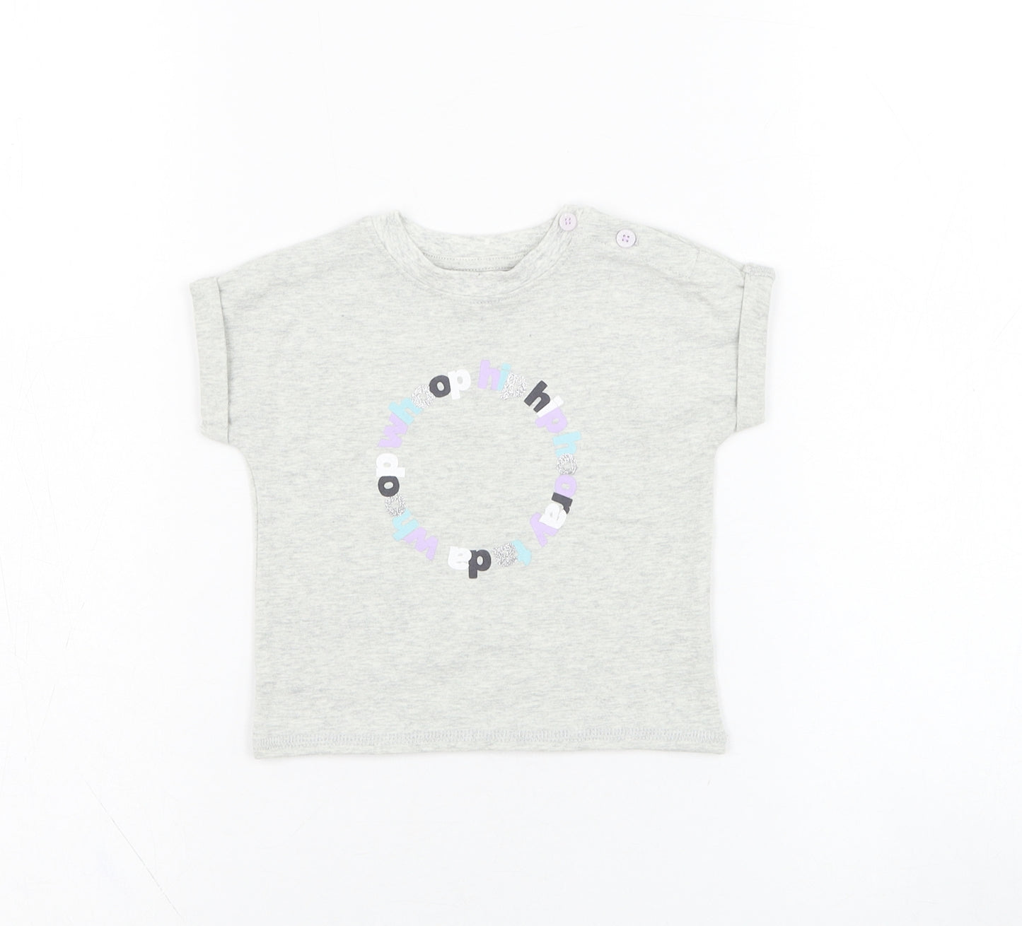 Mint Velvet Girls Grey  Cotton Basic T-Shirt Size 0-3 Months Round Neck Pullover - Hooray