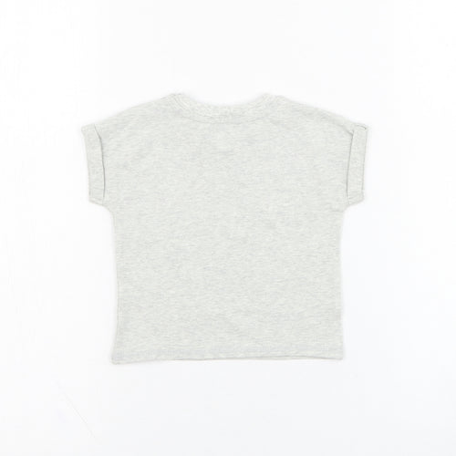Mint Velvet Girls Grey  Cotton Basic T-Shirt Size 0-3 Months Round Neck Pullover - Hooray