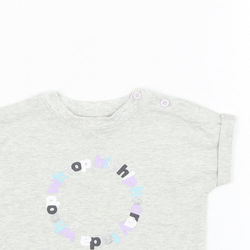 Mint Velvet Girls Grey  Cotton Basic T-Shirt Size 0-3 Months Round Neck Pullover - Hooray