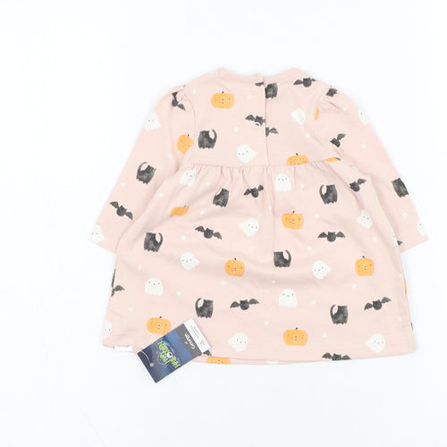 George Girls Pink  Cotton Skater Dress  Size 0-3 Months  Round Neck Pullover - Halloween