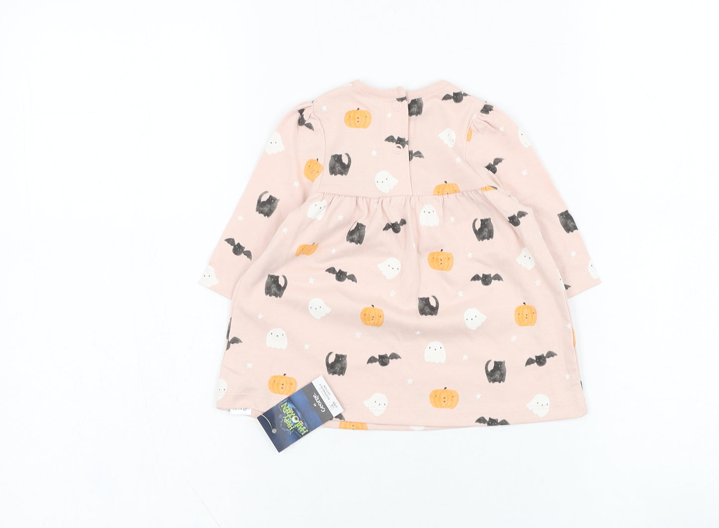 George Girls Pink  Cotton Skater Dress  Size 0-3 Months  Round Neck Pullover - Halloween