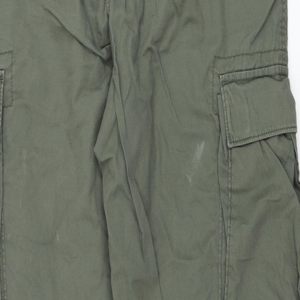 H&M Boys Green  Cotton Cargo Trousers Size 13-14 Years  Regular Zip