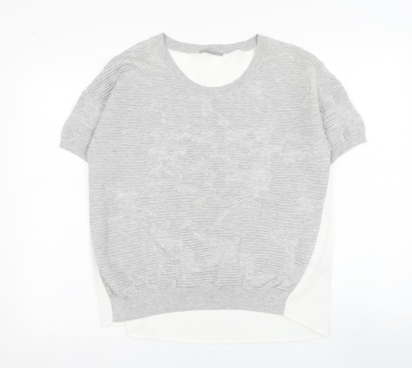 TUZZI Womens Grey Round Neck  Viscose Pullover Jumper Size 14