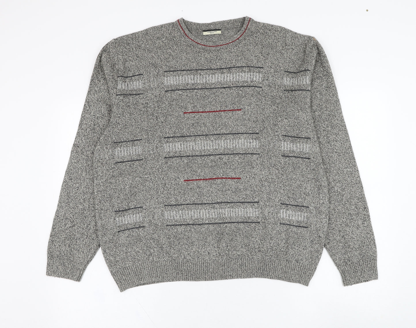 Dunnes Stores Mens Grey Round Neck  Cotton Pullover Jumper Size M