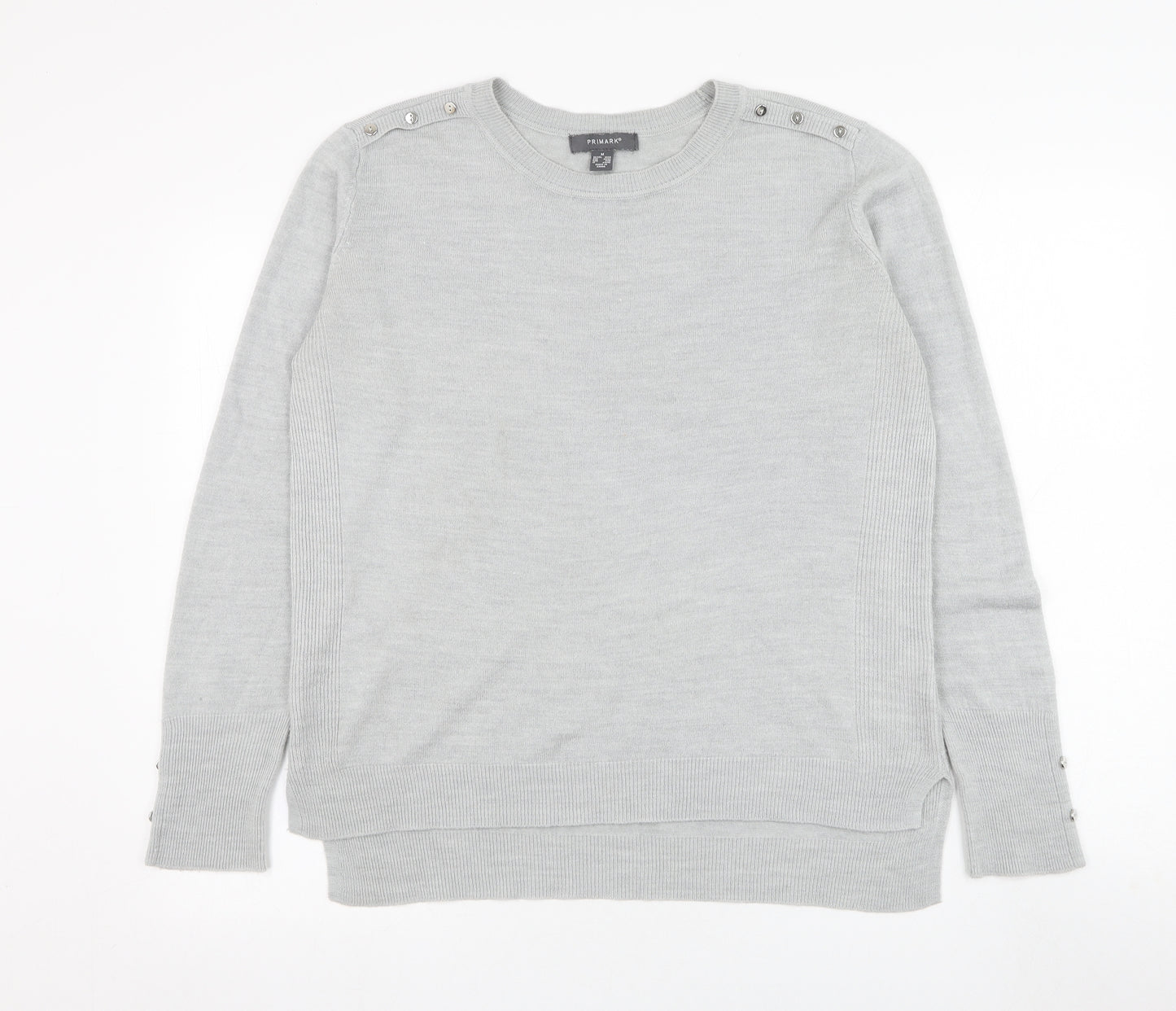 Primark Womens Grey Round Neck  Acrylic Pullover Jumper Size 12