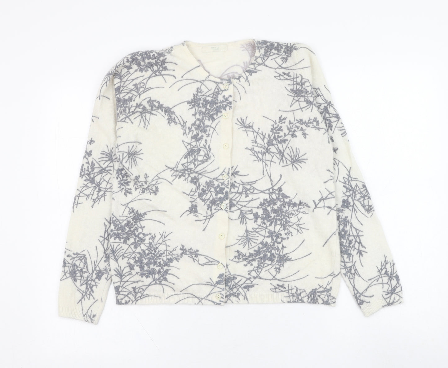 Marks and Spencer Womens Ivory Round Neck Floral Angora Cape Jumper Size 12