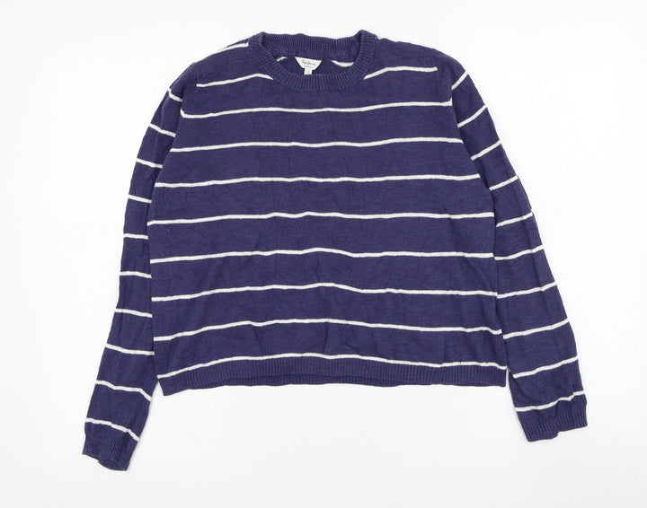 Pepe Jeans Womens Black Round Neck Striped Cotton Pullover Jumper Size S