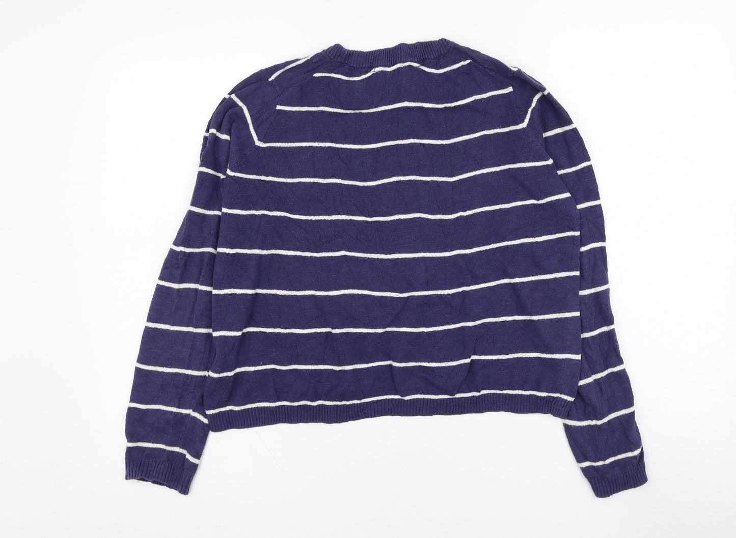 Pepe Jeans Womens Black Round Neck Striped Cotton Pullover Jumper Size S