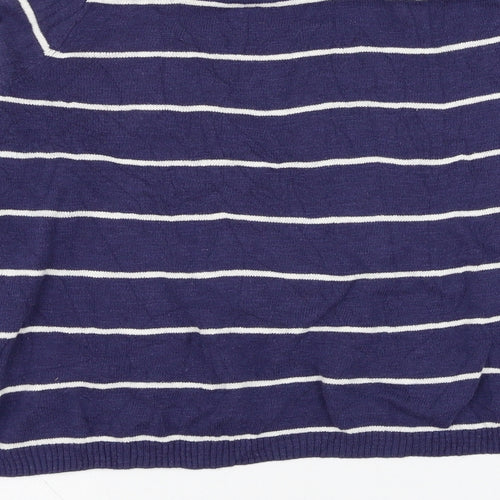Pepe Jeans Womens Black Round Neck Striped Cotton Pullover Jumper Size S