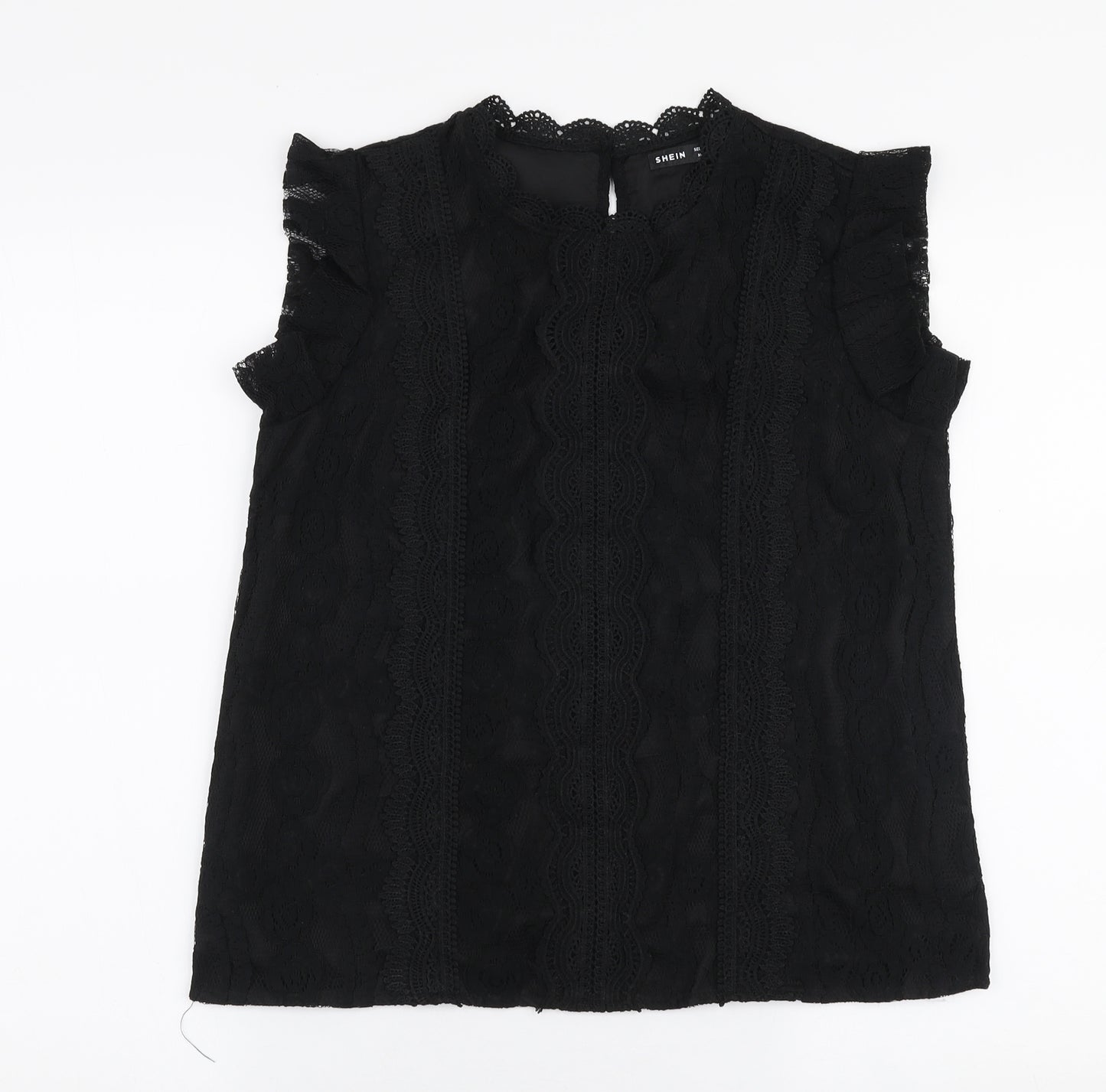 SheIn Womens Black  Polyester Basic Blouse Size S High Neck