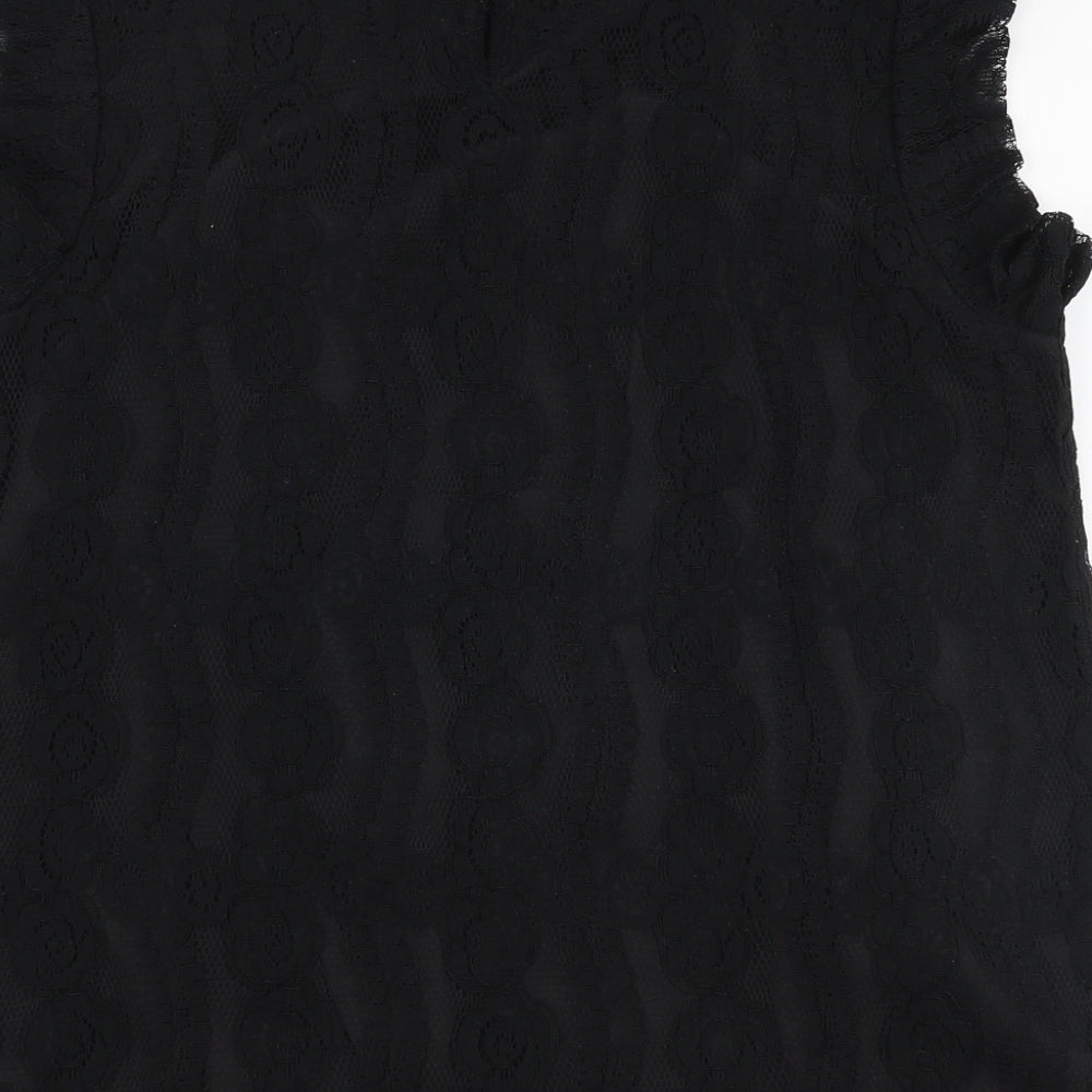 SheIn Womens Black  Polyester Basic Blouse Size S High Neck