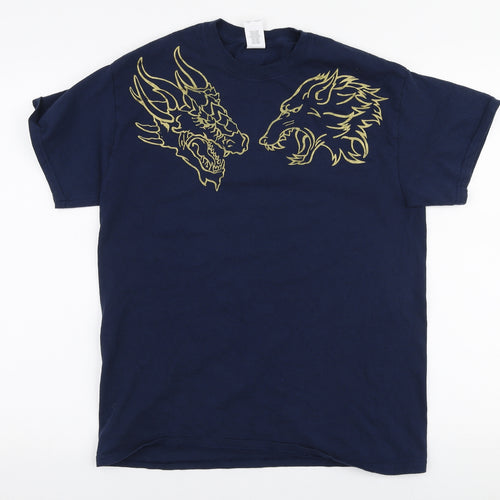 Gildan Mens Blue  Cotton  T-Shirt Size M Round Neck  - Game of thrones