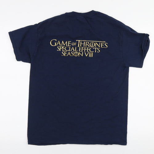 Gildan Mens Blue  Cotton  T-Shirt Size M Round Neck  - Game of thrones