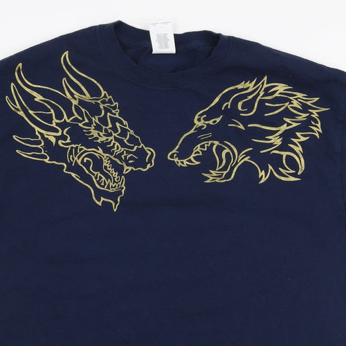 Gildan Mens Blue  Cotton  T-Shirt Size M Round Neck  - Game of thrones