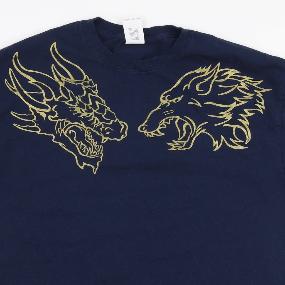 Gildan Mens Blue  Cotton  T-Shirt Size M Round Neck  - Game of thrones