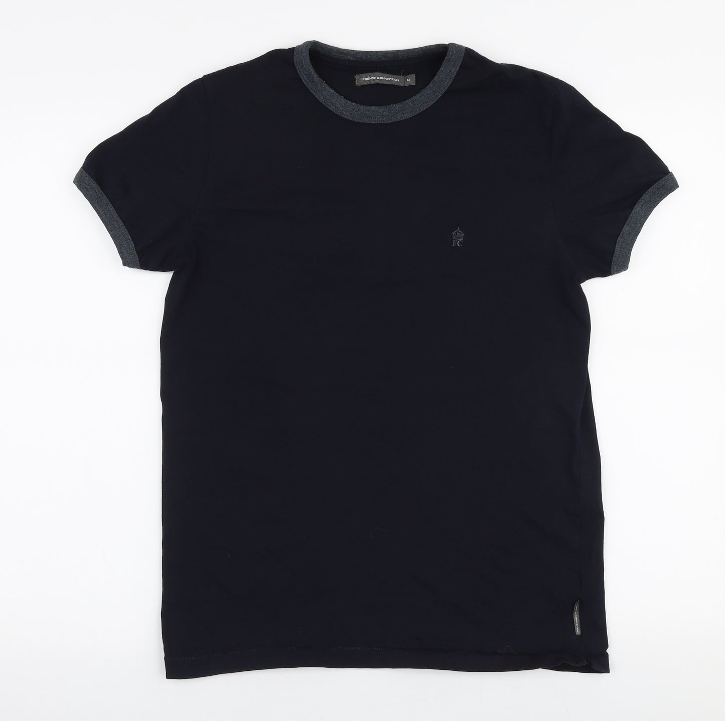 French Connection Mens Blue  Cotton  T-Shirt Size M Round Neck