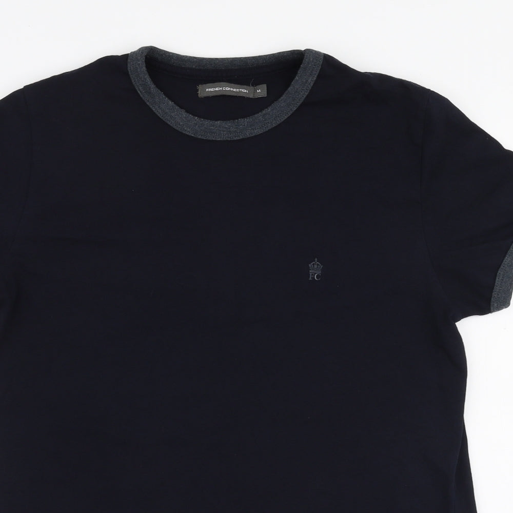 French Connection Mens Blue  Cotton  T-Shirt Size M Round Neck