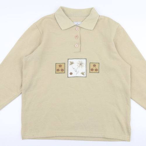 Neutral Territory Womens Beige  Polyester Pullover Sweatshirt Size S  Button