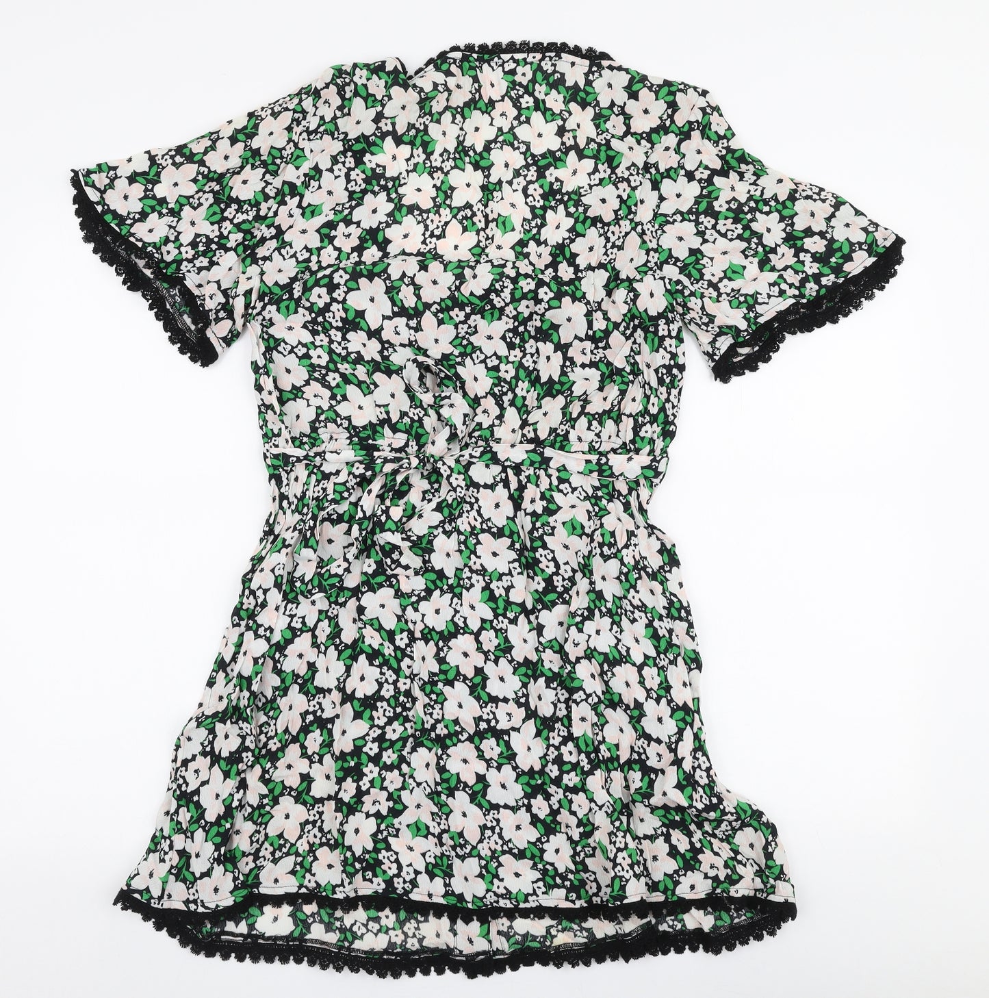 Miss Selfridge Womens Multicoloured Floral 100% Cotton A-Line  Size 12  V-Neck Pullover