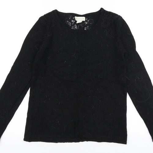 Monsoon Womens Black Round Neck  Viscose Pullover Jumper Size 8