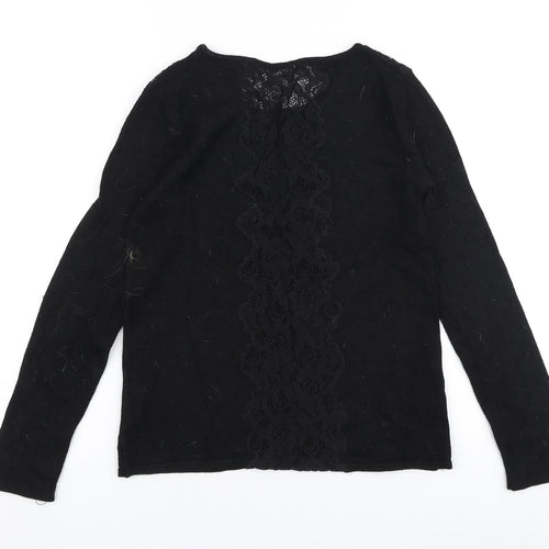 Monsoon Womens Black Round Neck  Viscose Pullover Jumper Size 8