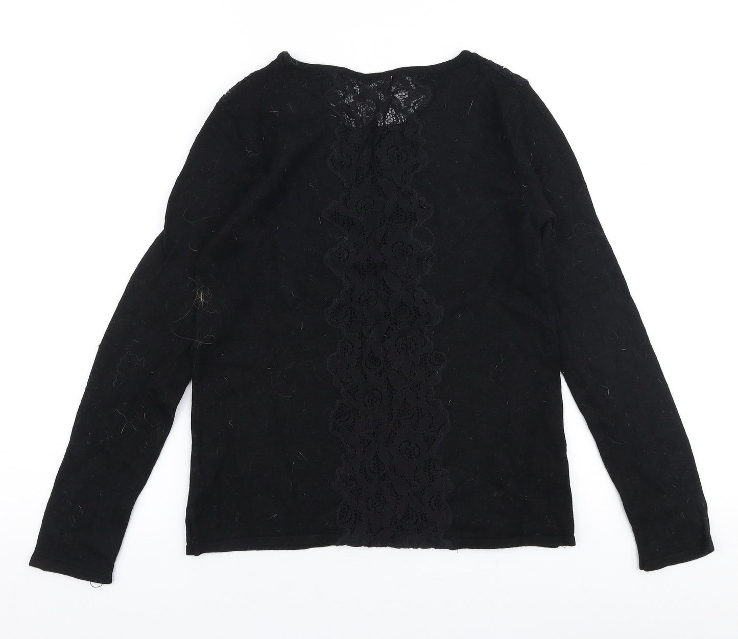 Monsoon Womens Black Round Neck  Viscose Pullover Jumper Size 8