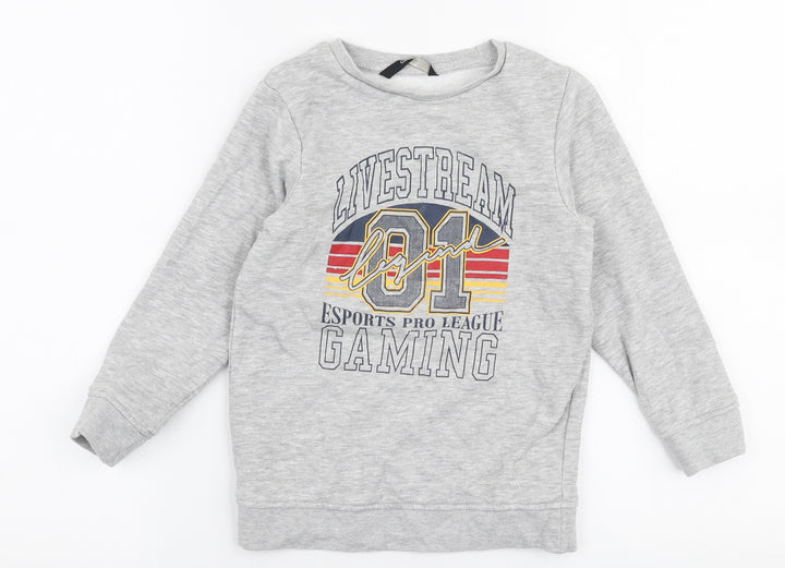 George Girls Grey  Cotton Pullover Sweatshirt Size 6-7 Years  Pullover