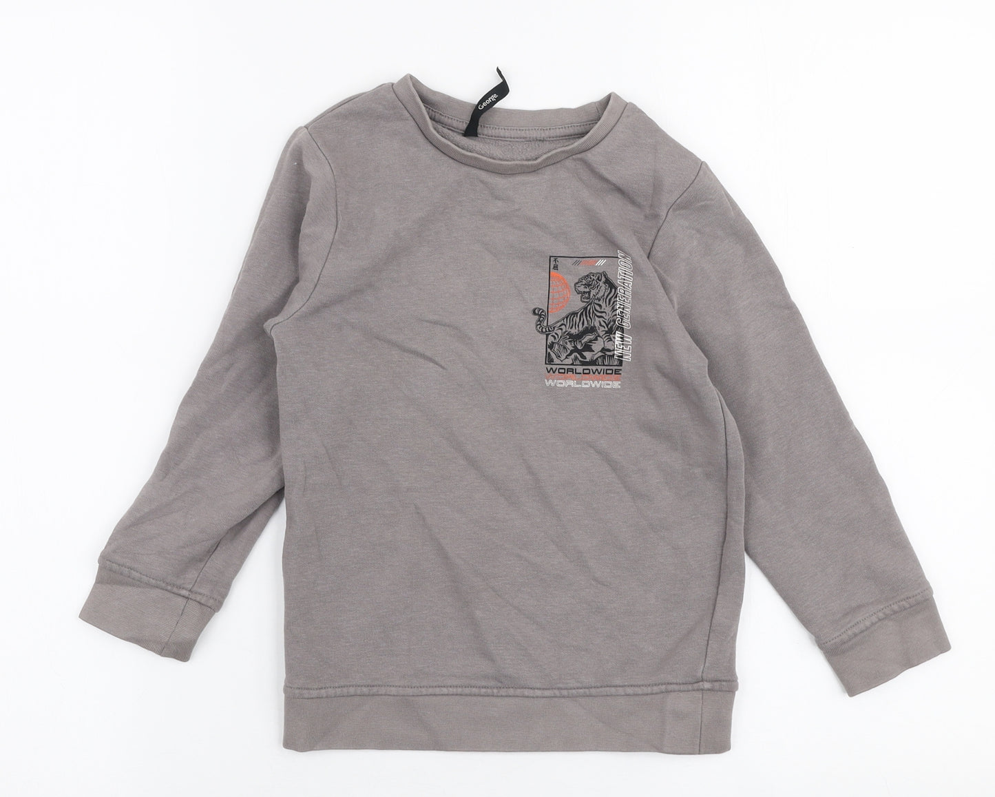 George Boys Grey  Cotton Pullover Sweatshirt Size 5-6 Years  Pullover - Tiger